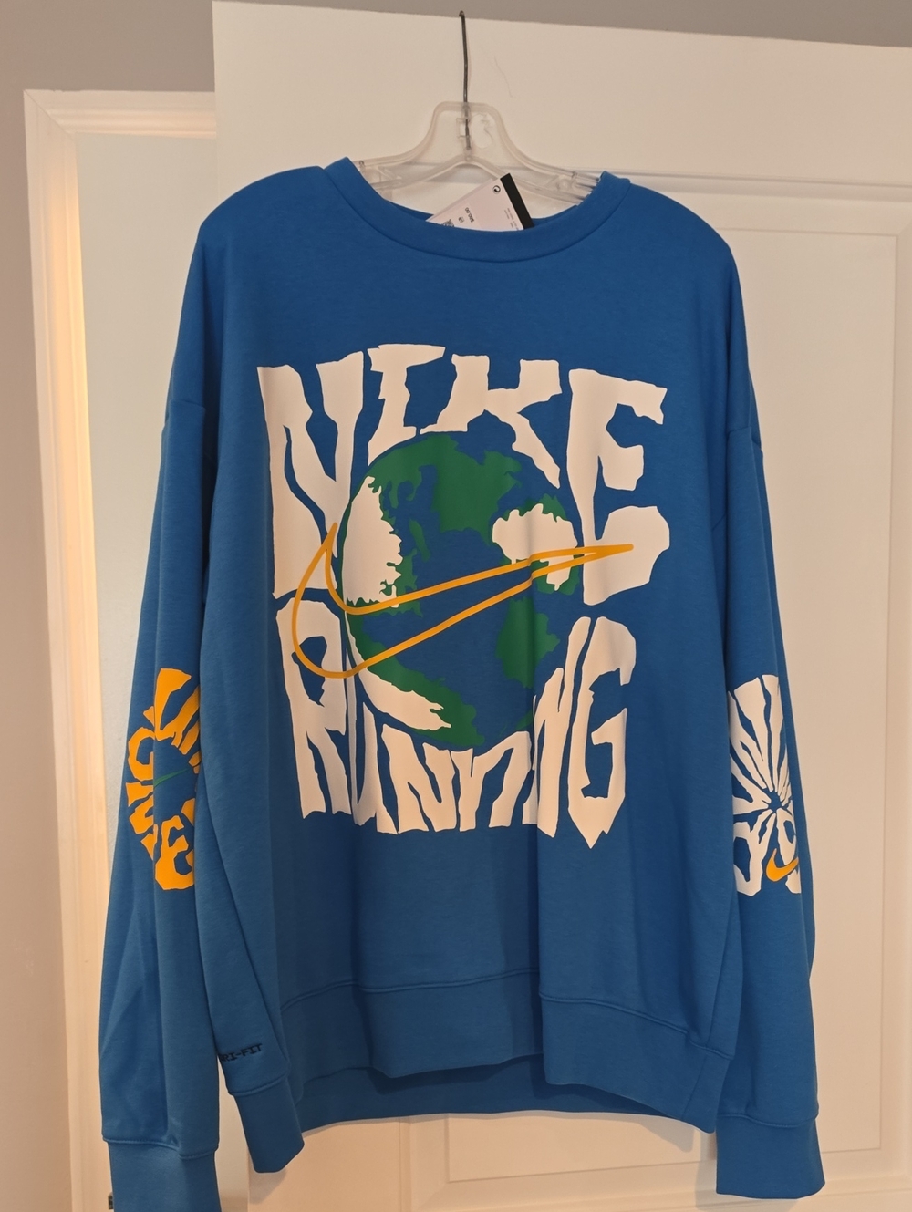 Nike Blue Graphic Globe Crewneck Sweatshirt